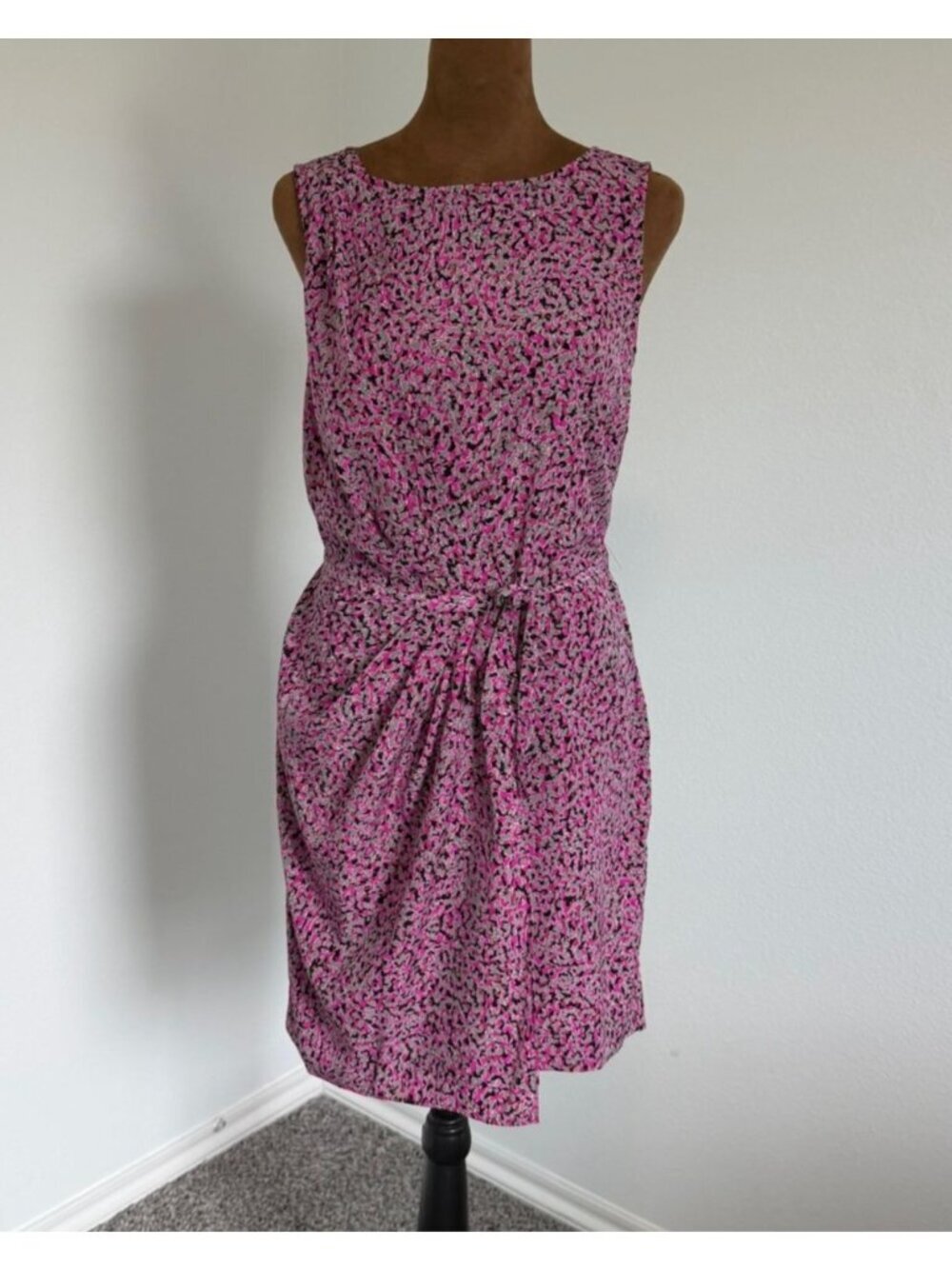 Armani Exchange Sleeveless Round Neck Faux Wrap Abstract Dress Women's Size 0